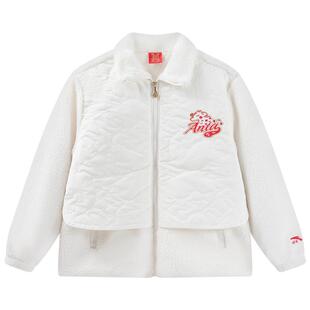 新年款安踏儿童女大童针织羊羔绒外套26马年保暖女孩喜庆加厚外套