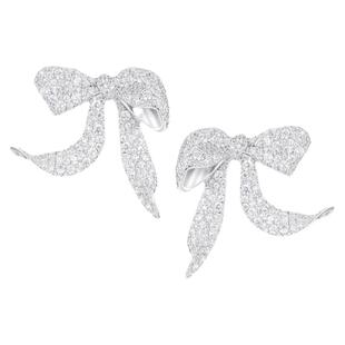 YVMIN尤目x SHUSHUTONG 密镶翘脚拉丝素金蝴蝶结耳钉情人节礼物