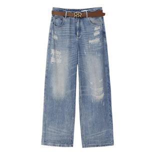 REVAN芮范设计师款酷感仿真破洞牛仔裤RM91302130