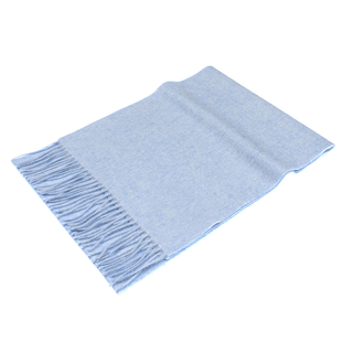 纯山羊绒婴儿蓝浅蓝显白水波纹保暖流苏围巾百搭秋冬女小清新软糯