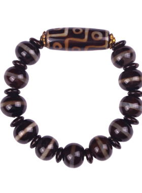 天然西藏真品老玛瑙九眼天珠