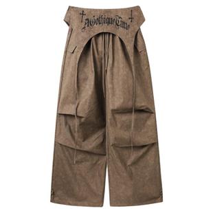 西町村屋美式工装裤女装2025秋季新款潮酷印花设计裤子XAAC10284