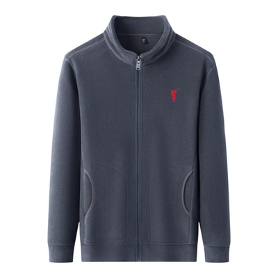 保罗立领摇粒绒开衫卫衣男士秋冬加绒加厚保暖抓绒衣外套刺绣上衣