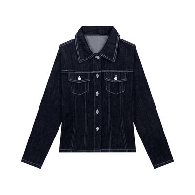 橘子树在哪儿复古丹宁色牛仔外套
