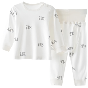 婴儿秋衣秋裤春秋四季莫代尔棉宝宝高腰护肚大pp裤家居服睡衣套装