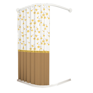 圆弧形浴帘免打孔 直角浴室隔断帘L形浴帘杆卫生间淋浴帘防水防霉