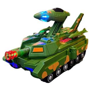 变形坦克车金刚机器人玩具儿童小汽车电动万向变形车带灯光音乐