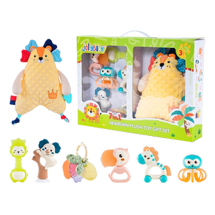 jollybaby新生婴儿牙胶安抚礼盒手摇铃玩具抓握训练0-6月1岁礼物