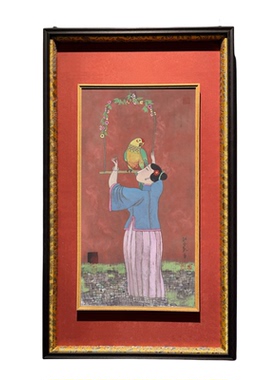 民国风格小众竖版国画玄关茶室
