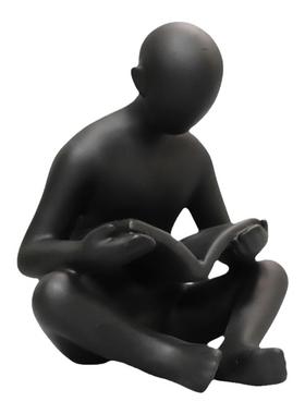 北欧黑色看书人树脂摆件桌面装饰