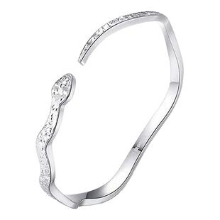 中国黄金灵蛇碎冰冰手镯蛇形手镯纯银足银999手镯送女友女神节