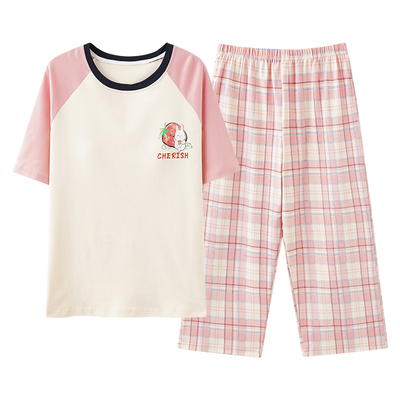 芬腾正品夏季纯棉带胸垫女家居服