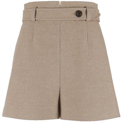 OBEG欧碧倩高腰A字裤子女年冬季金线羊毛呢短裤10404154