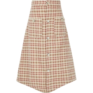 【折扣】NOSENSE OFFICIAL 秋冬女格纹羊毛中长半身裙