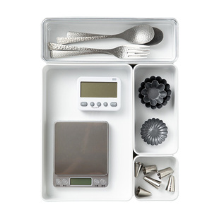 霜山抽屉收纳盒厨房桌面化妆品杂物储存盒自由组合镜柜置物可叠加