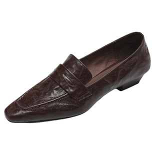 MILLIE'S/妙丽羊皮英伦风小皮鞋女款2026新款秋季粗跟乐福鞋单鞋