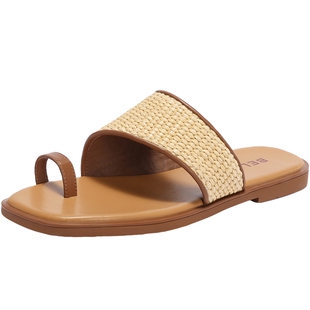 百丽女鞋子编织平底拖鞋女夏季新款可外穿休闲凉拖鞋B2486BT5