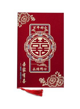 中国风婚礼请柬喜帖金葱磨砂材质