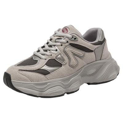 大东官方灰色老爹鞋女款2025新款厚底增高鞋显脚小软底休闲运动鞋