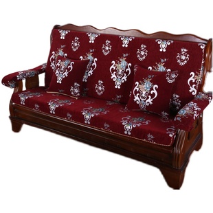 新款红实木沙发坐垫加厚海绵带靠背中式防滑老式联邦连体木椅座垫