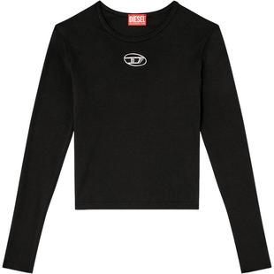 DIESEL女士25秋冬OVAL D黑色白色长袖T恤A194380CLBR