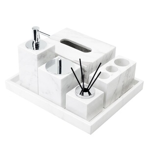 DecoTalk大理石卫浴套件浴室洗漱摆件轻奢洗手液瓶托盘纸巾盒套装