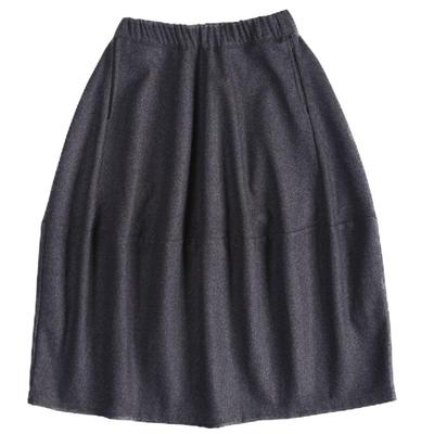 中长款宽松文艺花苞裙毛呢半身裙