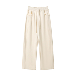 米白阔腿裤女2026秋冬高腰显高香蕉裤窄版垂感加绒加厚直筒运动裤