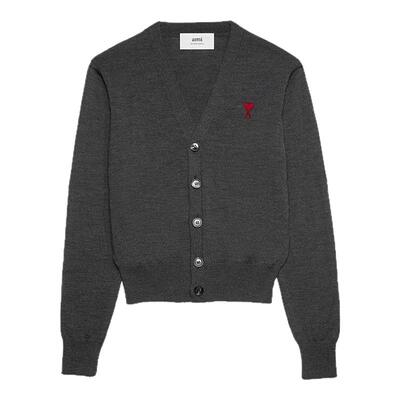 AMIPARIS红色爱心开衫羊毛毛衣