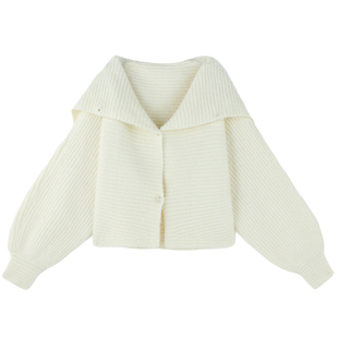 FTT FlyTheTruth『云朵慕斯』 温柔白色毛衣开衫外套秋冬针织上衣