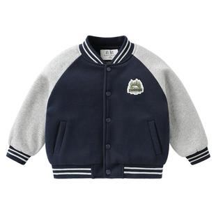 右欧儿童加绒棒球服外套卡通小熊秋冬季新款童装男童女童保暖棉服