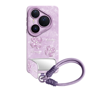 适用华为pura90pro手机壳pura90保护pura90promax套轻奢p90镜子支架新款硅胶pura80女全包pura70腕带p60挂绳