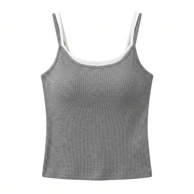自带胸垫の撞色吊带背心/超软糯