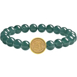【节日礼物】周大福CLOT联名系列青韵凝珠黄金铸币翡翠手链CW189