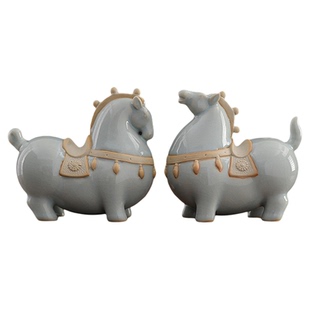 马到成功摆件陶瓷红色招财唐马工艺创意中式客厅办公室家居装饰