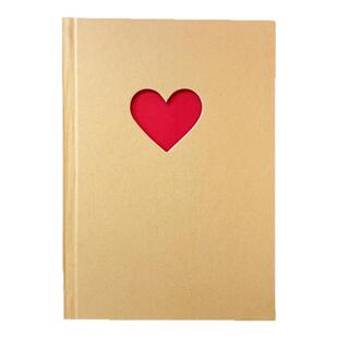 礼品本a4牛皮纸精装硬皮镂空心形笔记本简约封面可平摊加厚横线空白b5记录复古手账本硬壳本子A6礼物日记本