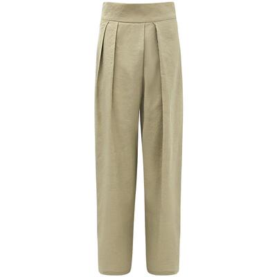 COCOBELLA[木兰系列]气质通勤女西装裤高腰打褶九分休闲裤PA3019B