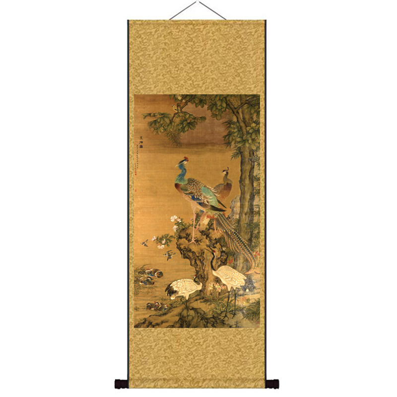 清沈铨五伦图画芯画稿卷轴挂画