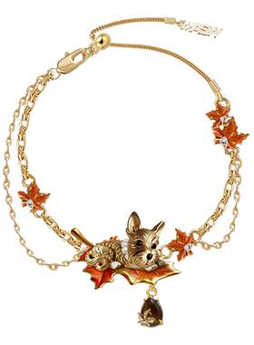 MASW麻秀金色浪漫枫叶狗狗手链新