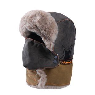 升级版复古麂皮绒毛绒帽子男女冬季围脖口罩一体加绒飞行帽雷锋帽