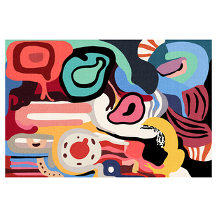 多巴胺创意客厅地毯高级感免洗可擦防水抽象卡通可爱房间室内地垫