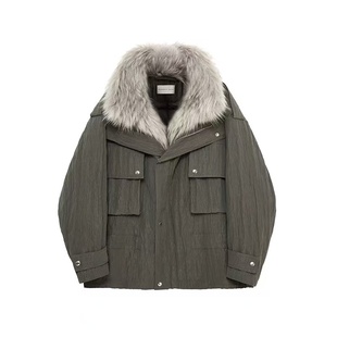 RODERIC WONG 设计师 25秋冬新款鹅绒大毛领夹克两件套外套SOLSOL