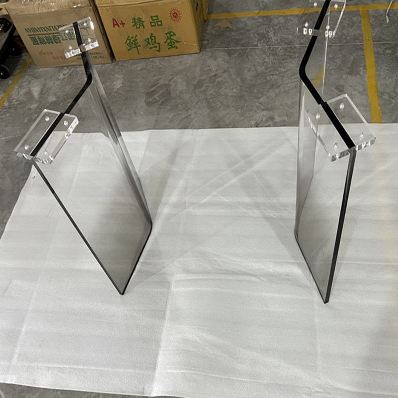 弧形黑色渐变亚克力桌腿悬浮台支架岛透明支撑桌脚餐桌茶几腿