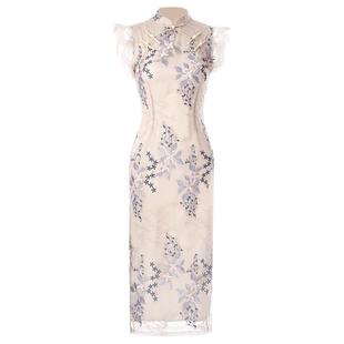 新式气质旗袍女夏季年轻款复古中国风刺绣走秀双襟日常改良连衣裙