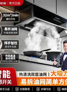 夏新中式油烟机小户型家用厨房吸烟机自动清洗静音出租房顶吸式