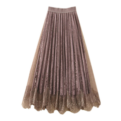 网纱半身裙春秋高腰显瘦丝绒