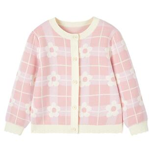 全棉时代女童毛衣开衫外套风柔棉圆领开衫加厚款保暖毛衣秋冬新款