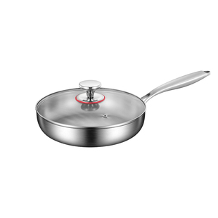 无涂层316不锈钢平底锅电磁炉燃气灶通用牛排煎锅加厚家用不粘锅