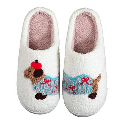 腊肠狗拖鞋女士冬加厚保暖防滑