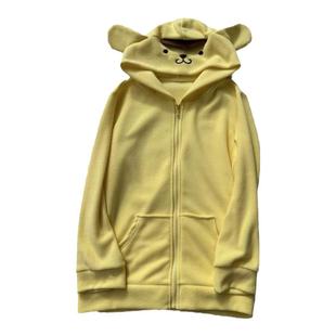 包邮日式卡通狗萌耳朵连帽拉链口袋柔软摇粒绒家居服上衣女可外穿